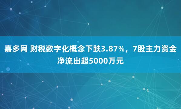 嘉多网 财税数字化概念下跌3.87%，7股主力资金净流出超5000万元